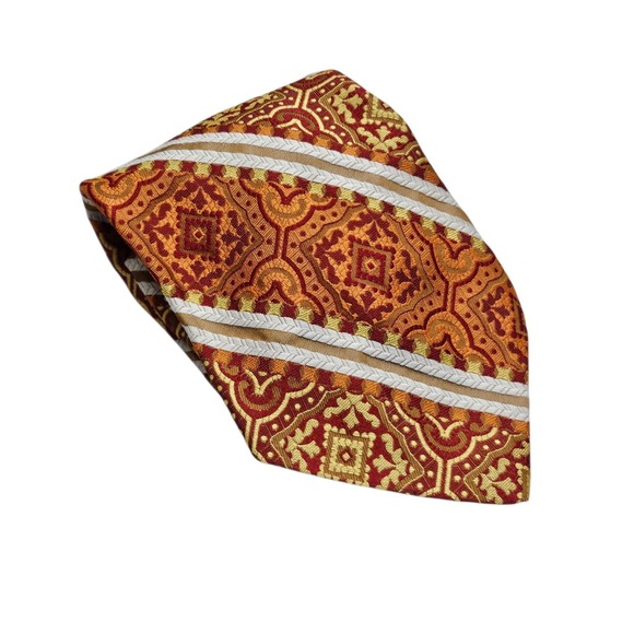 Rebel Shops Lilly Daché Paris All Silk Necktie Geometric Extra Wide Designer Tie - Picture 1 of 4